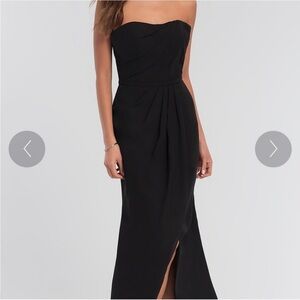 Kleinfeld Pleated-Bodice High-Low Bridesmaid Dress Black Size 2 NWT